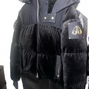 Moose Knuckles Black and Gold Puffer Jacket